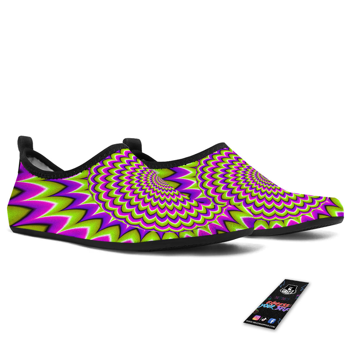 Moving Optical Illusion Spiky Spiral Water Shoes-grizzshop