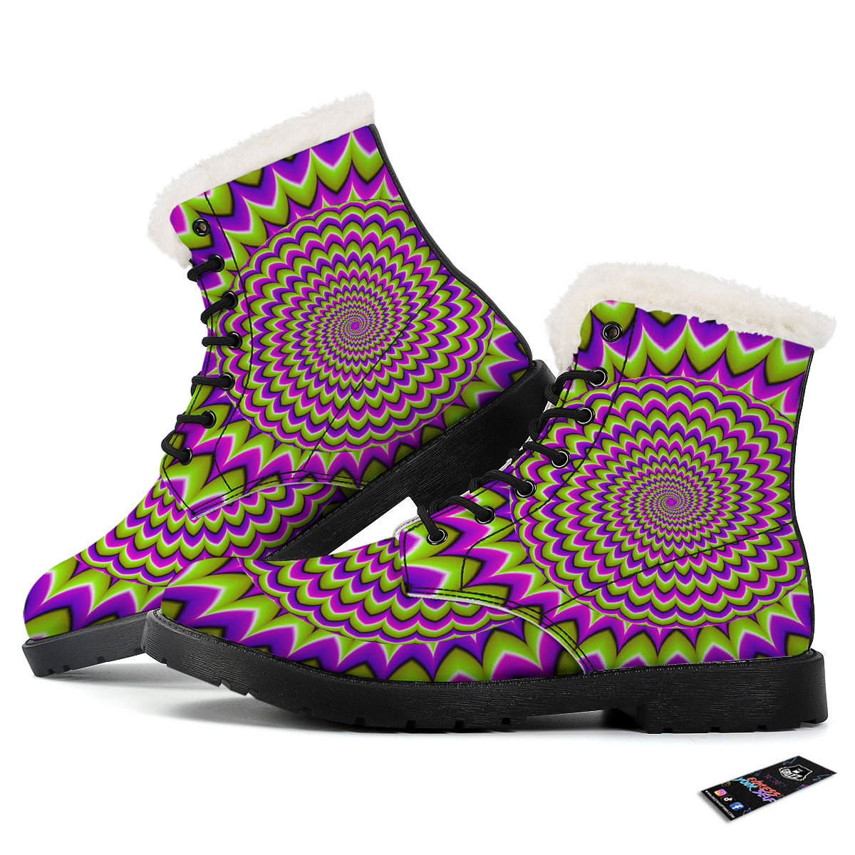 Moving Optical Illusion Spiky Spiral Winter Boots-grizzshop