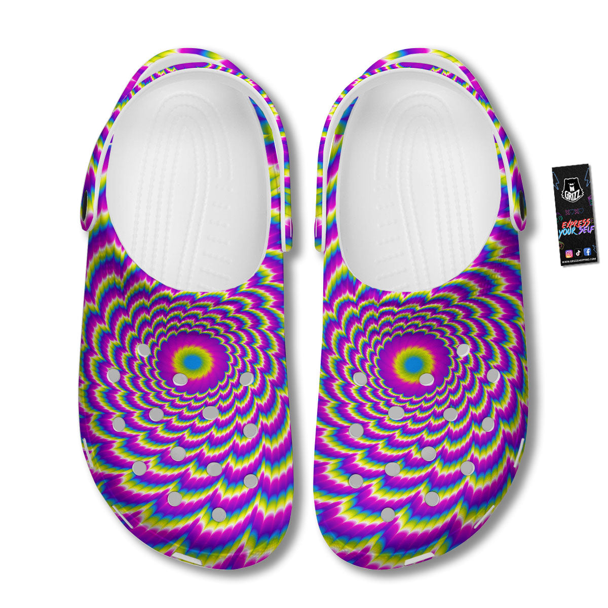 Moving Optical Illusion Spiral Colors Clog-grizzshop