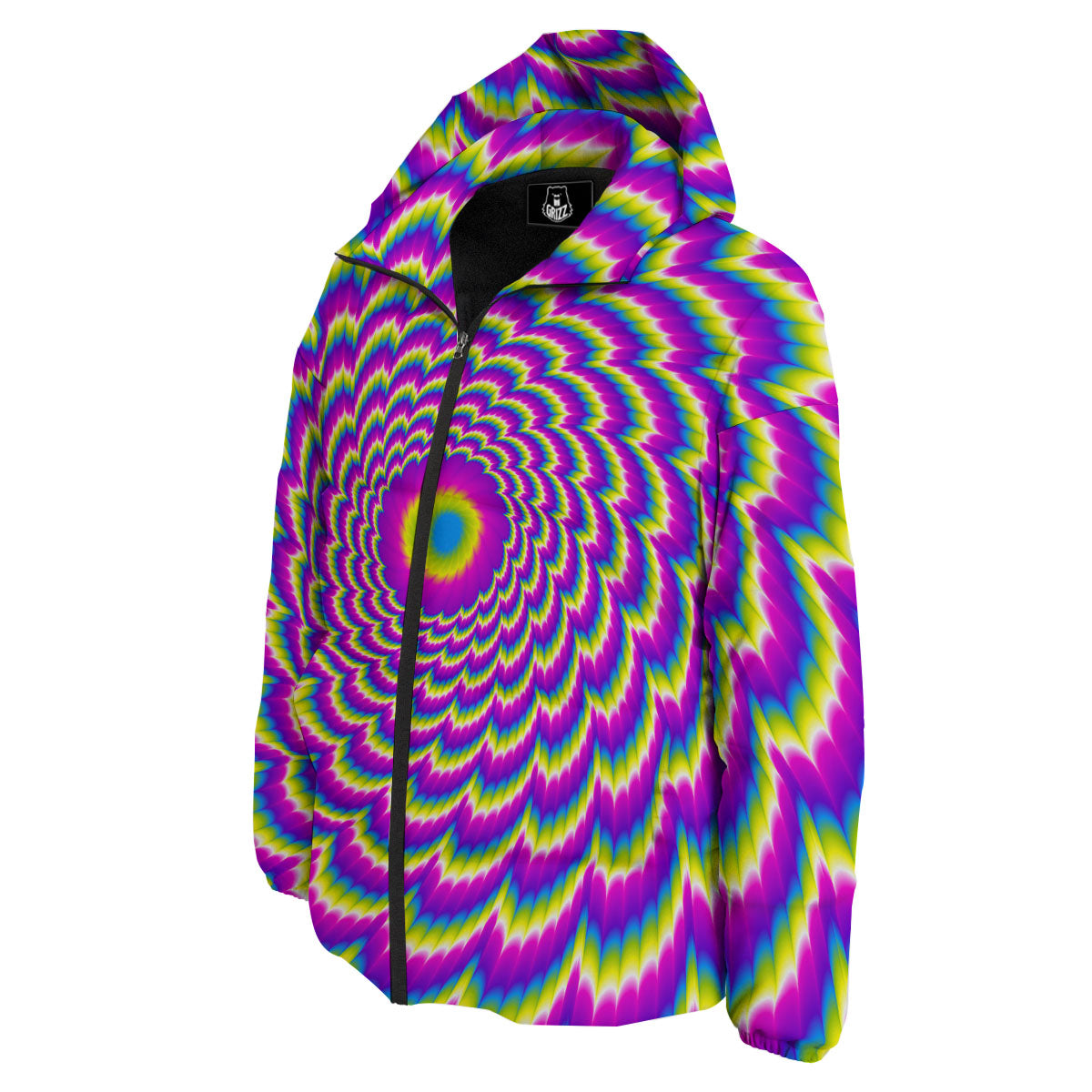 Moving Optical Illusion Spiral Colors Down Jacket-grizzshop