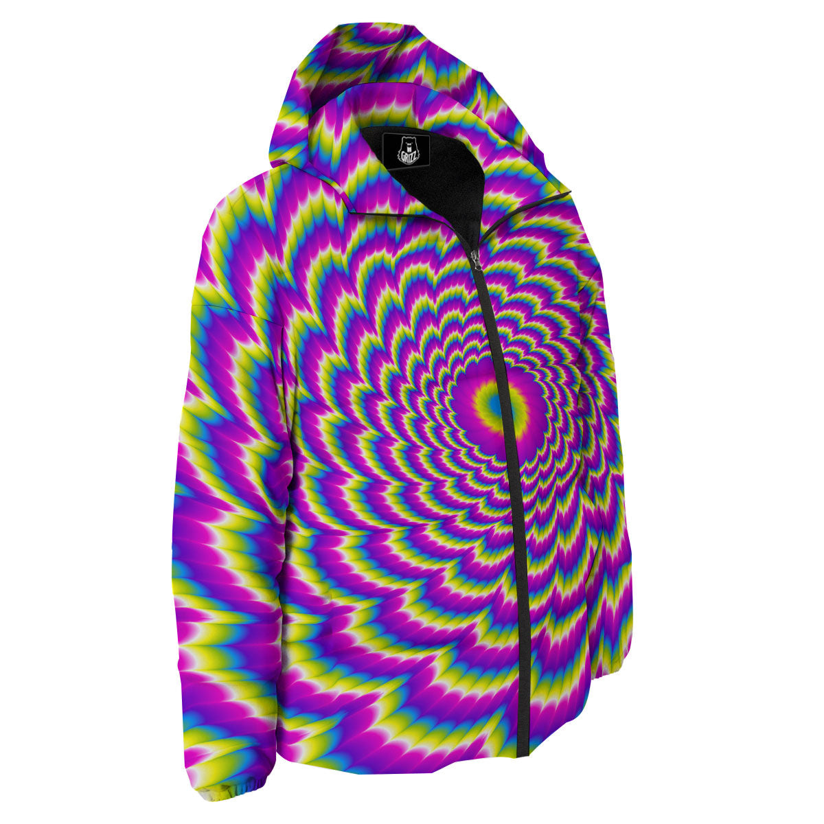 Moving Optical Illusion Spiral Colors Down Jacket-grizzshop
