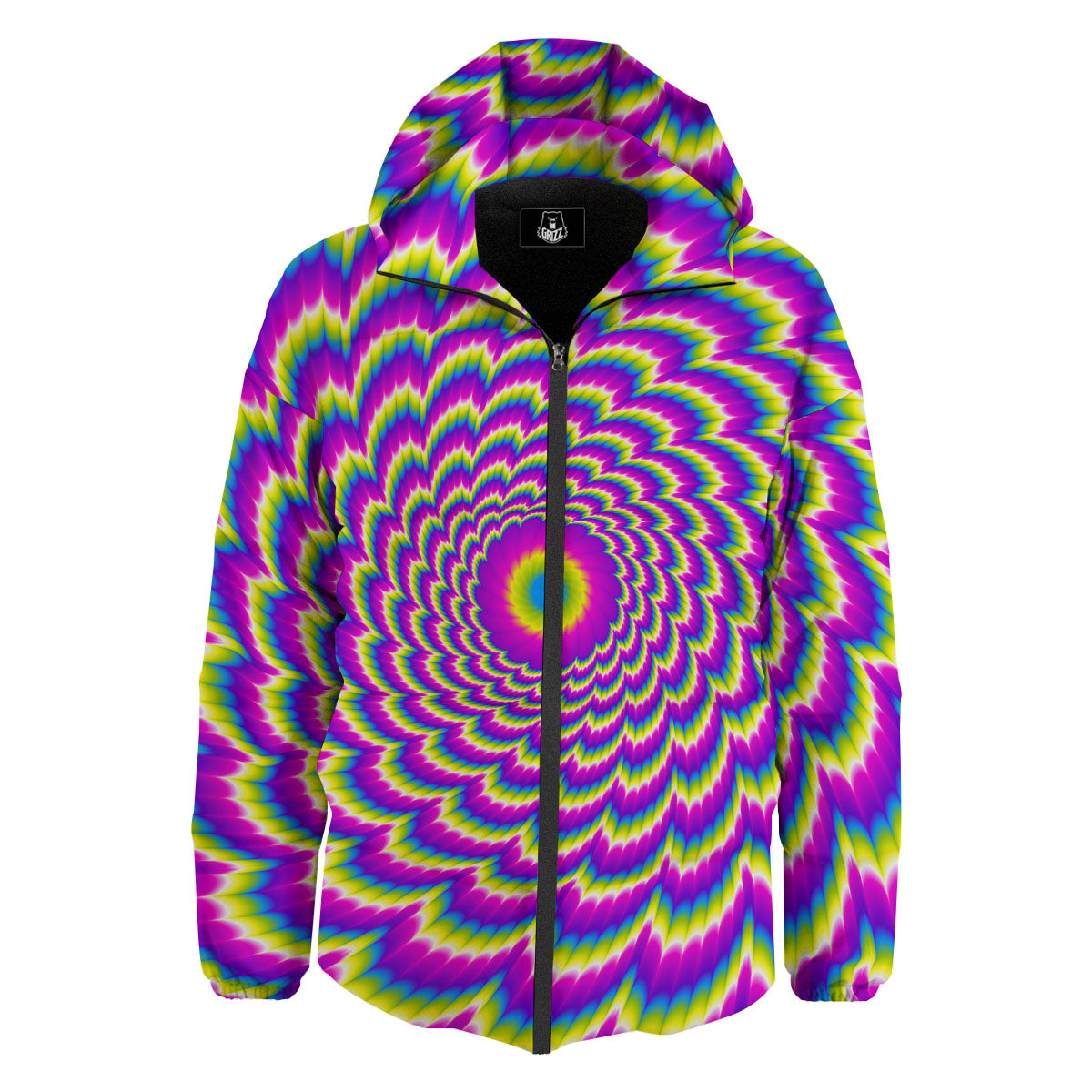 Moving Optical Illusion Spiral Colors Down Jacket-grizzshop