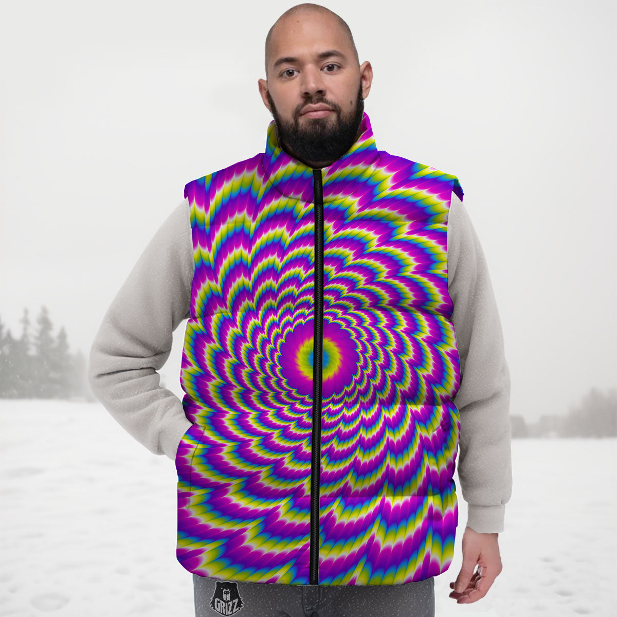 Moving Optical Illusion Spiral Colors Down Vest