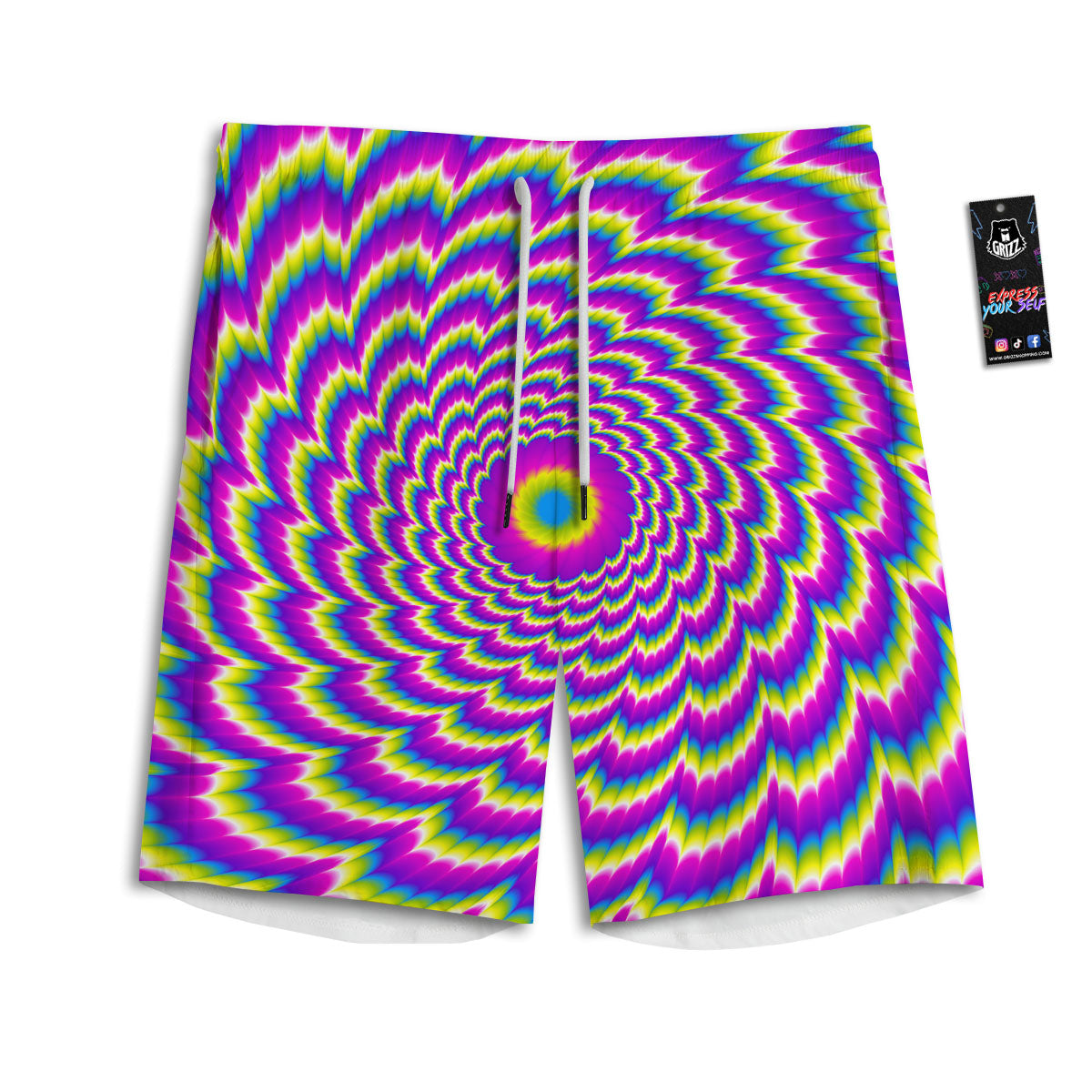 Moving Optical Illusion Spiral Colors Men's Athletic Shorts