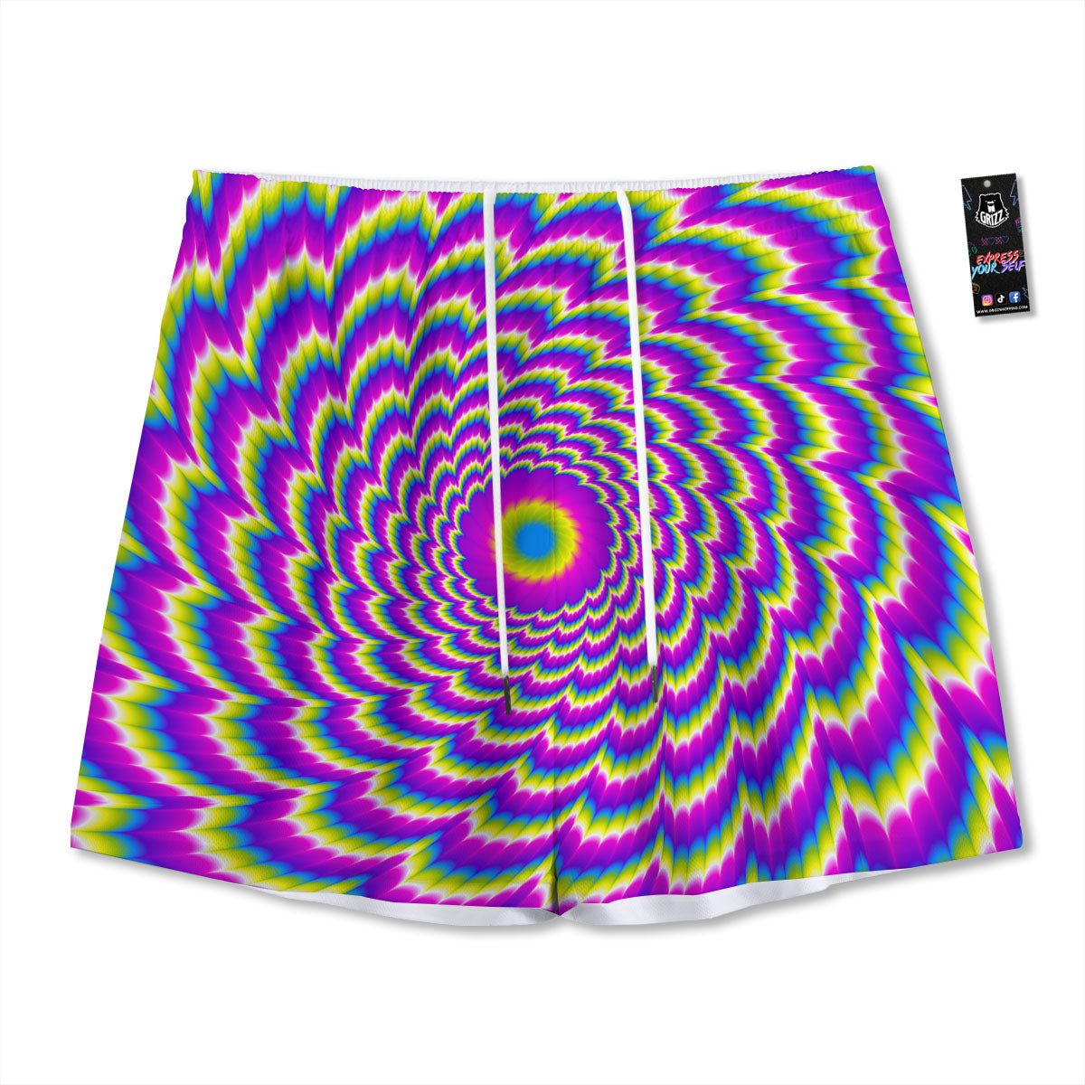 Moving Optical Illusion Spiral Colors Mesh Shorts