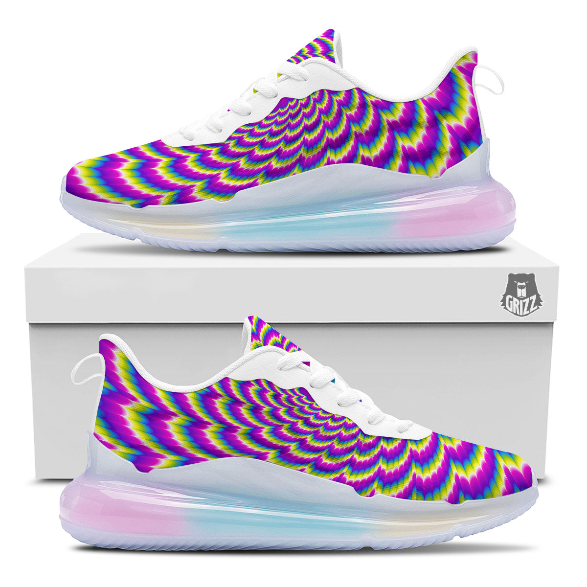 Moving Optical Illusion Spiral Colors Running Sneakers-grizzshop