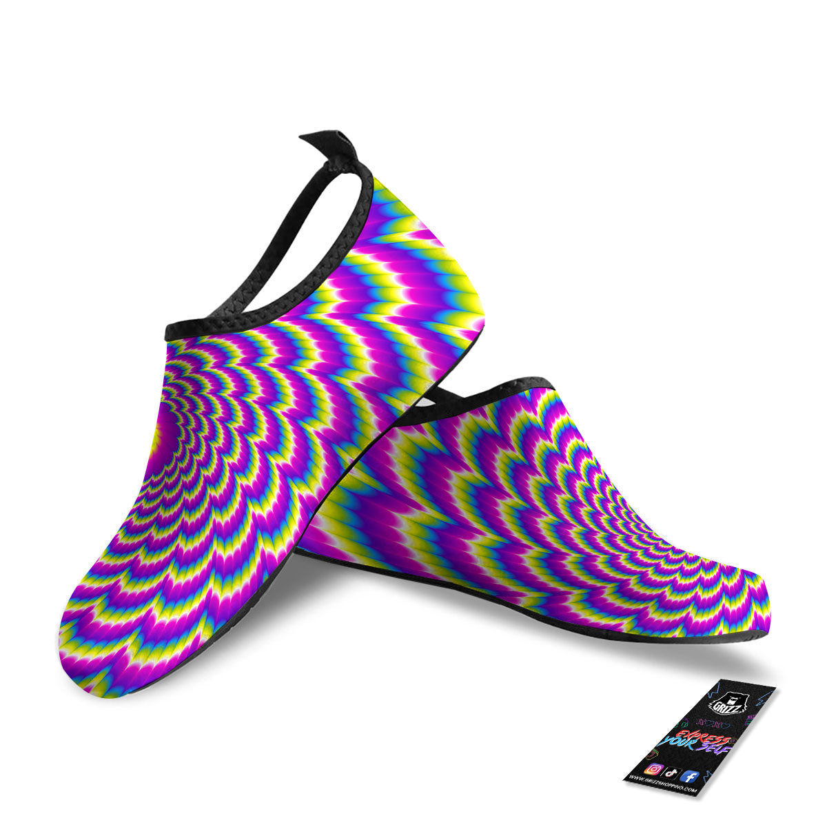 Moving Optical Illusion Spiral Colors Water Shoes-grizzshop