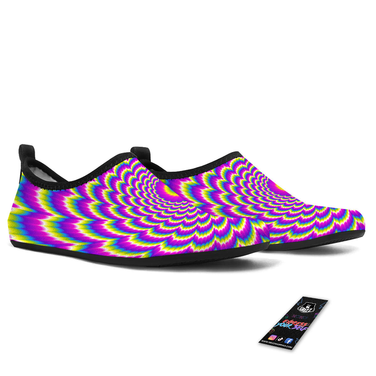 Moving Optical Illusion Spiral Colors Water Shoes-grizzshop