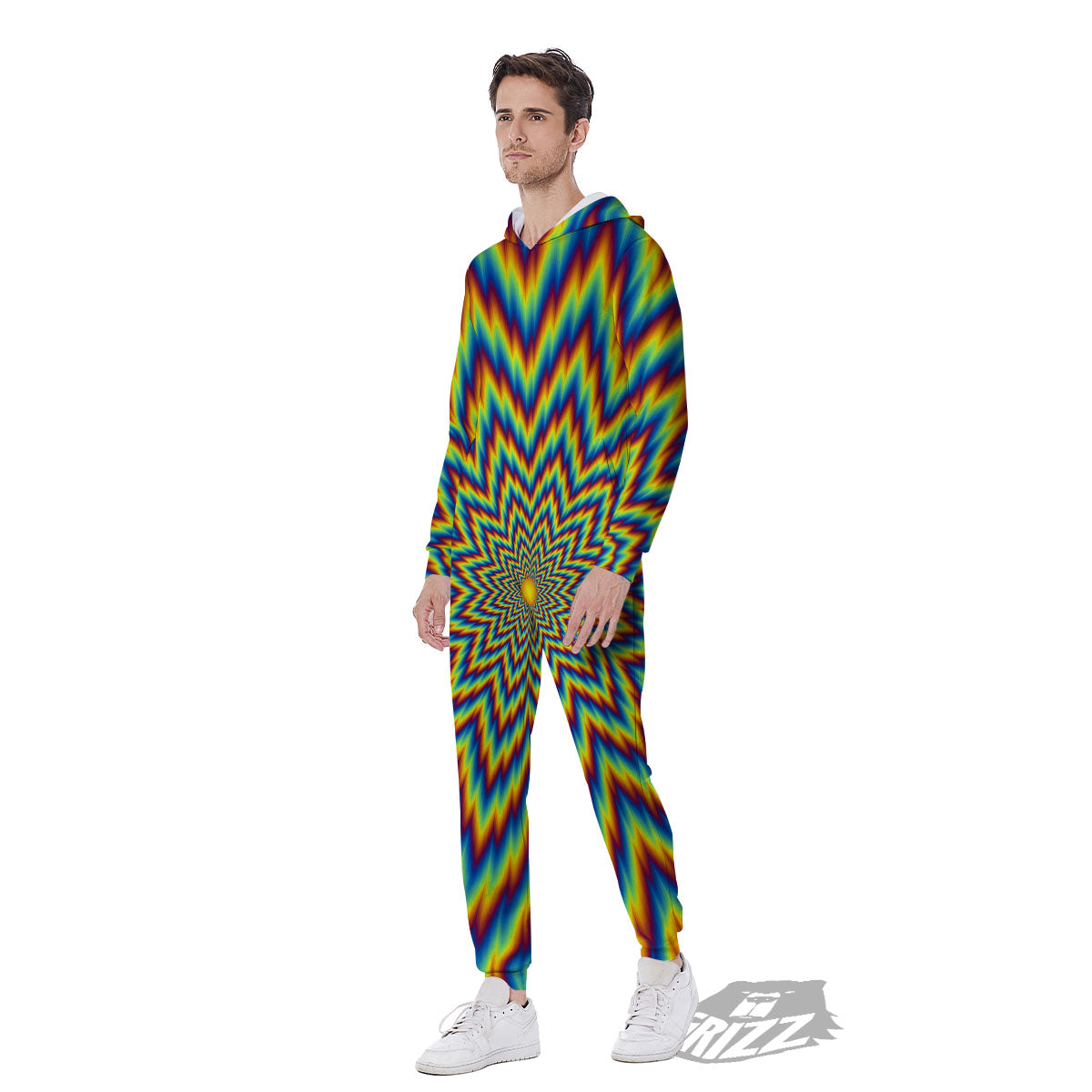 Moving Optical Illusion Spiral Expansion Men's Jumpsuit-grizzshop
