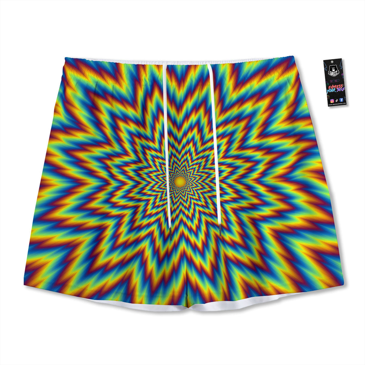 Moving Optical Illusion Spiral Expansion Mesh Shorts