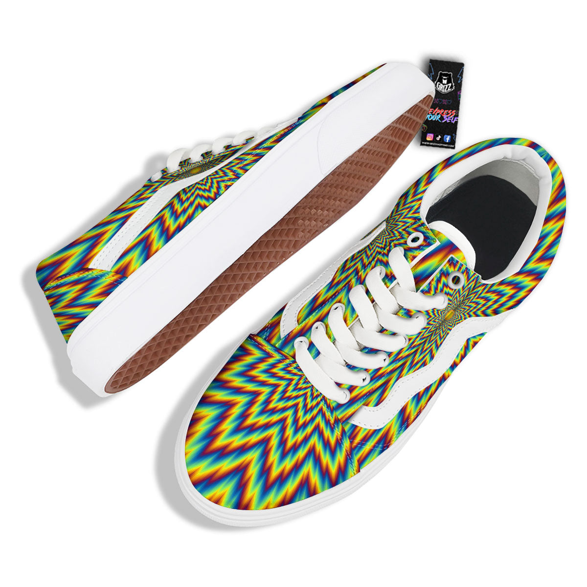 Moving Optical Illusion Spiral Expansion Skate Shoes-grizzshop