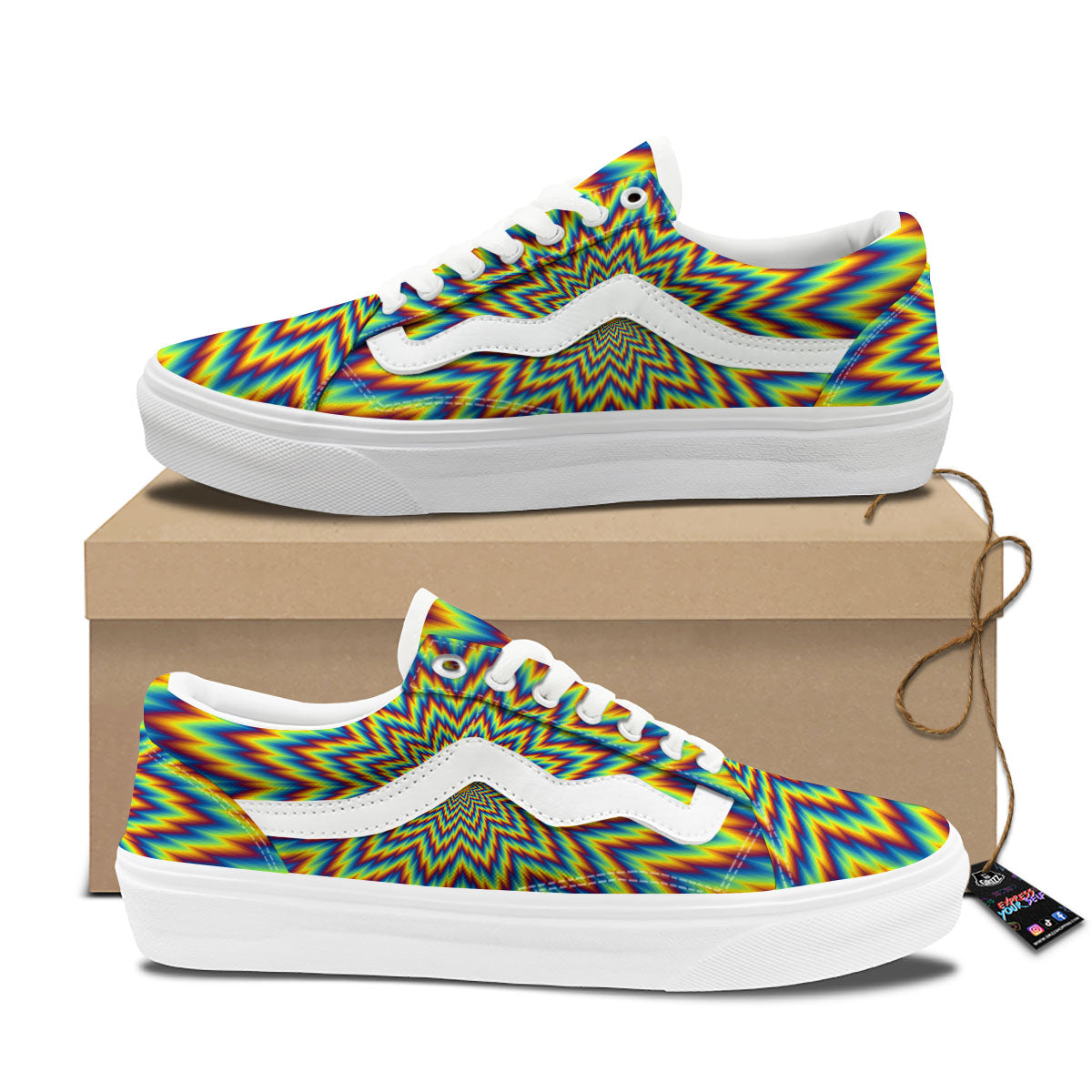 Moving Optical Illusion Spiral Expansion Skate Shoes-grizzshop
