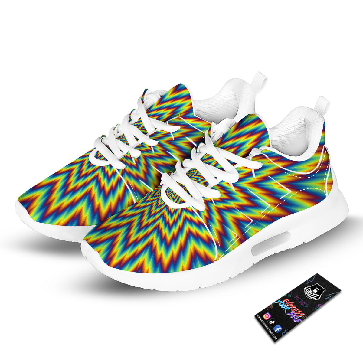 Moving Optical Illusion Spiral Expansion Tennis Shoes-grizzshop