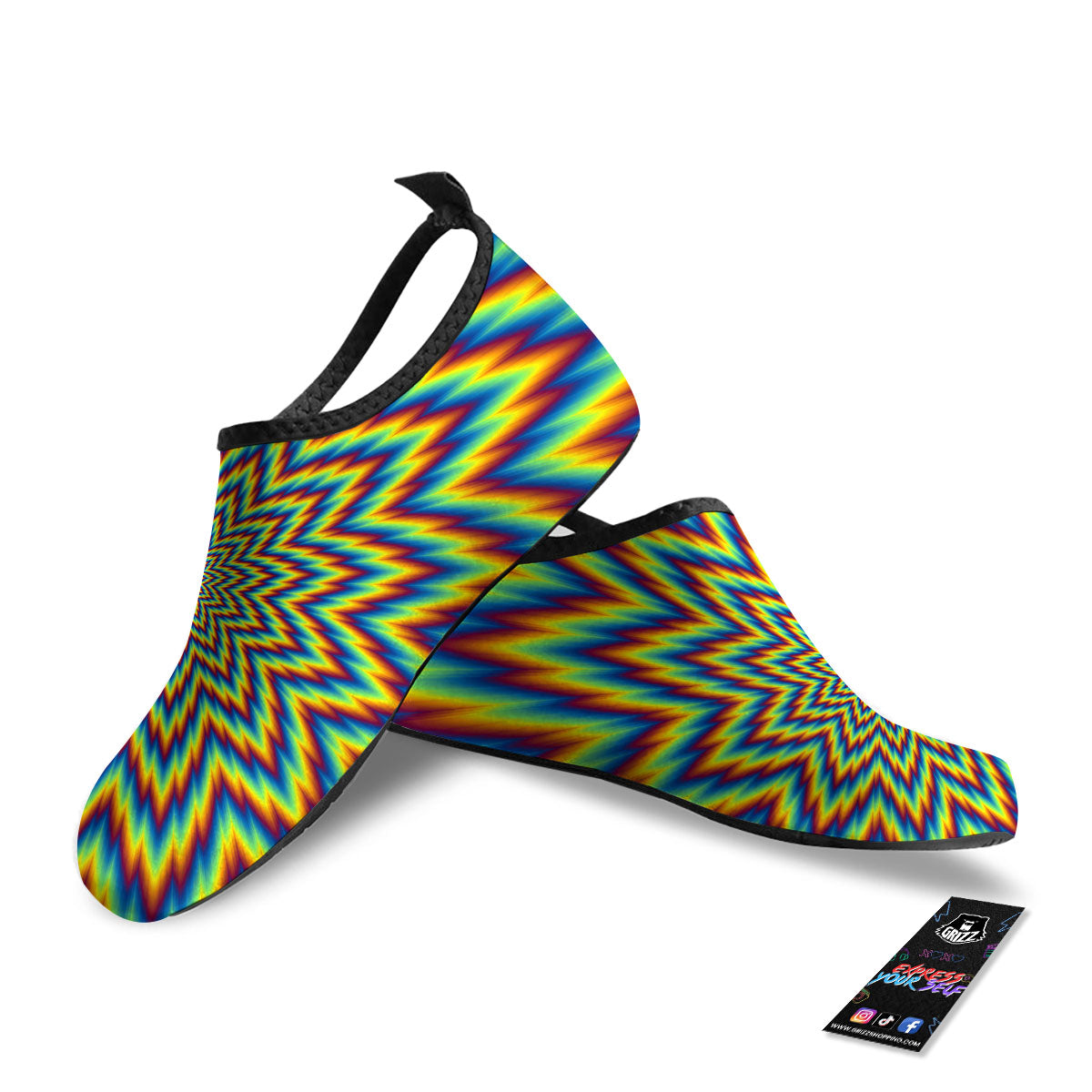 Moving Optical Illusion Spiral Expansion Water Shoes-grizzshop