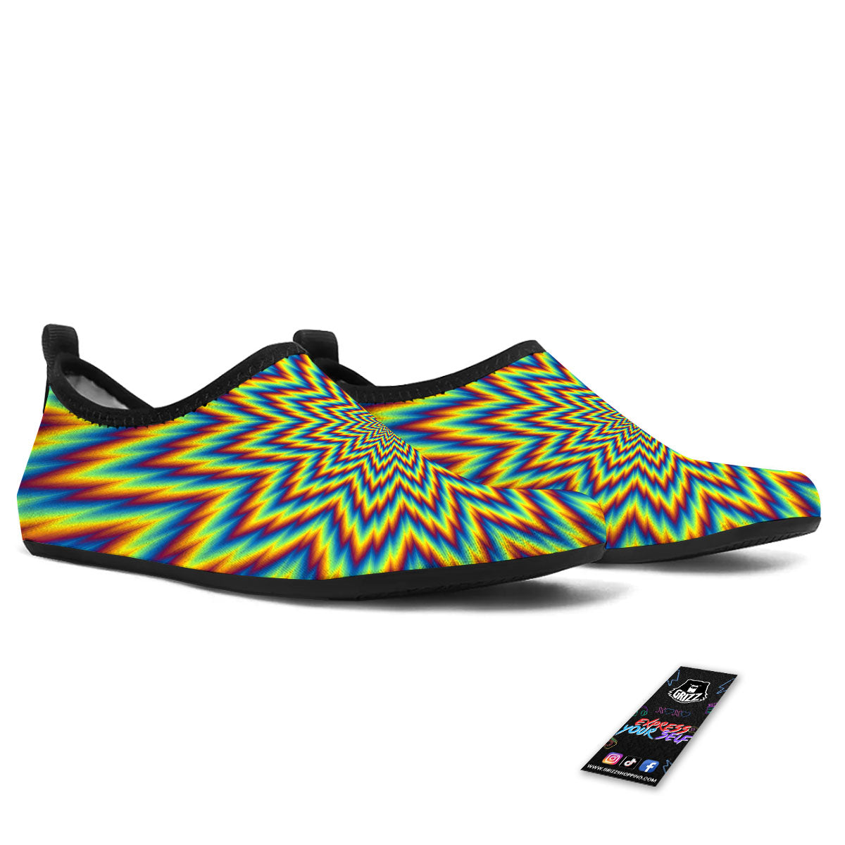 Moving Optical Illusion Spiral Expansion Water Shoes-grizzshop