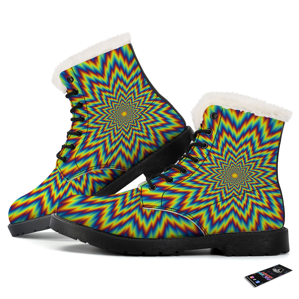 Moving Optical Illusion Spiral Expansion Winter Boots-grizzshop