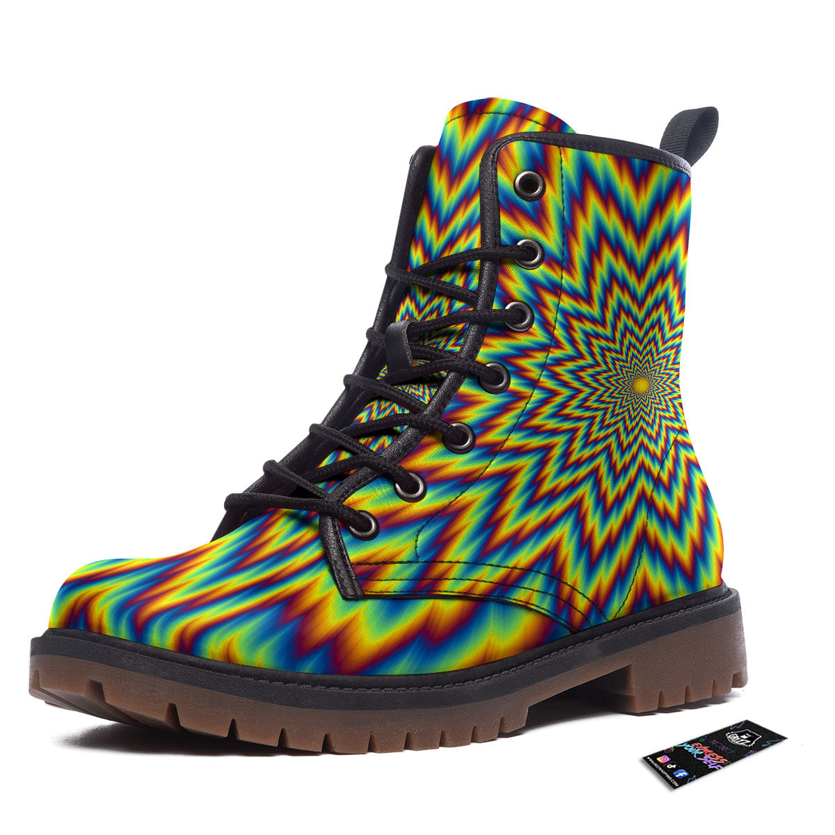 Moving Optical Illusion Spiral Expansion Work Boots-grizzshop