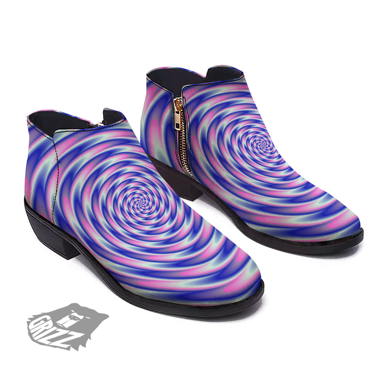 Moving Optical Illusion Twisted Colors Ankle Boots-grizzshop