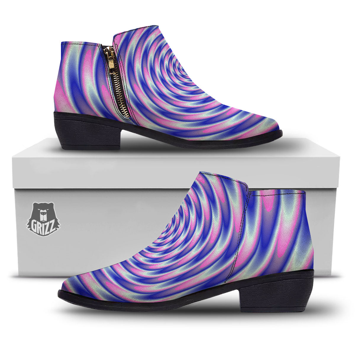 Moving Optical Illusion Twisted Colors Ankle Boots-grizzshop