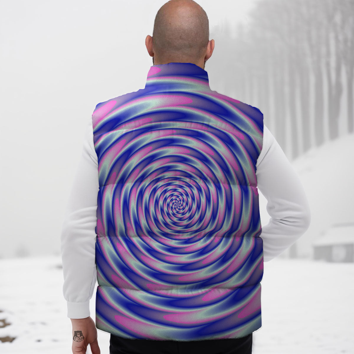 Moving Optical Illusion Twisted Colors Down Vest