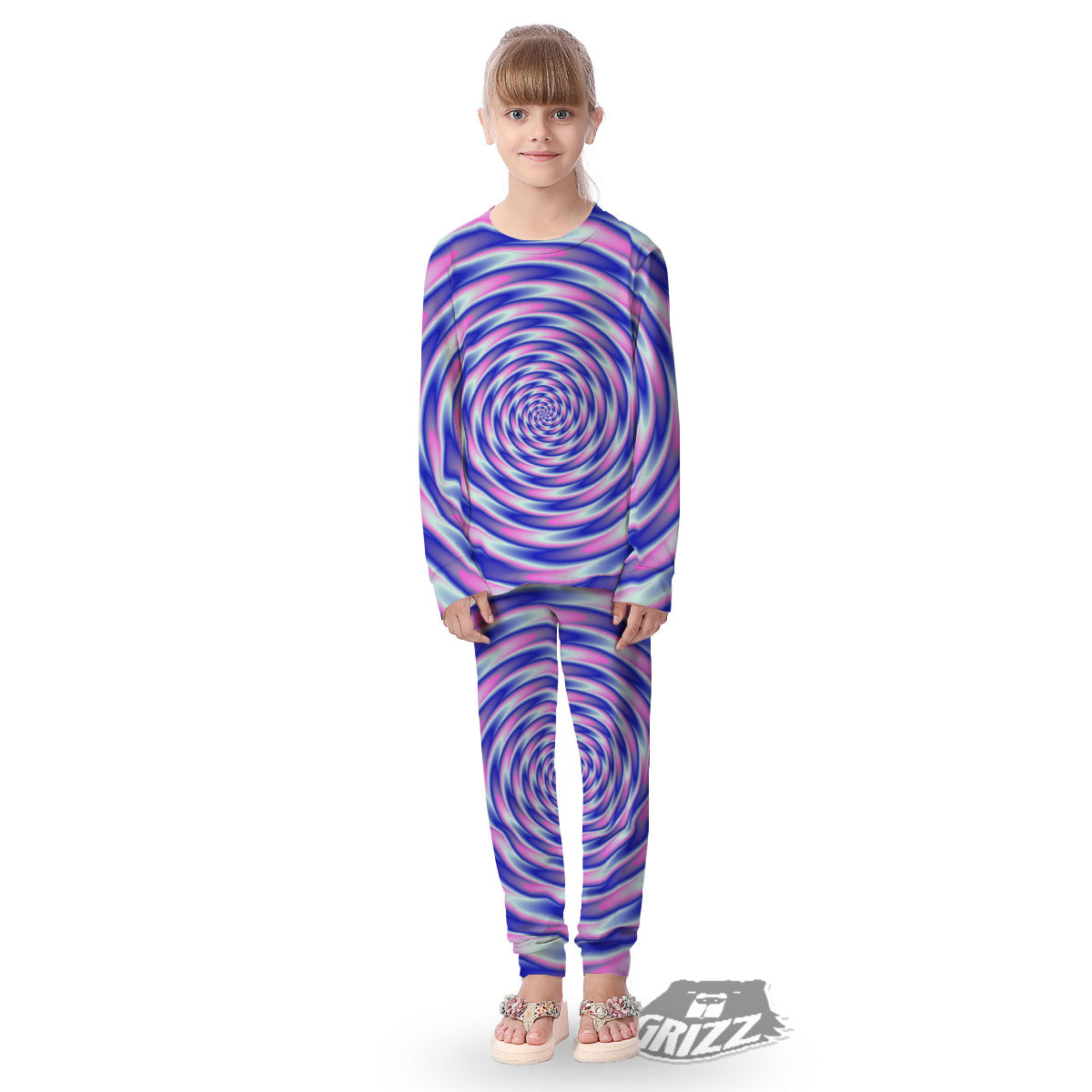 Moving Optical Illusion Twisted Colors Kid's Pajamas-grizzshop