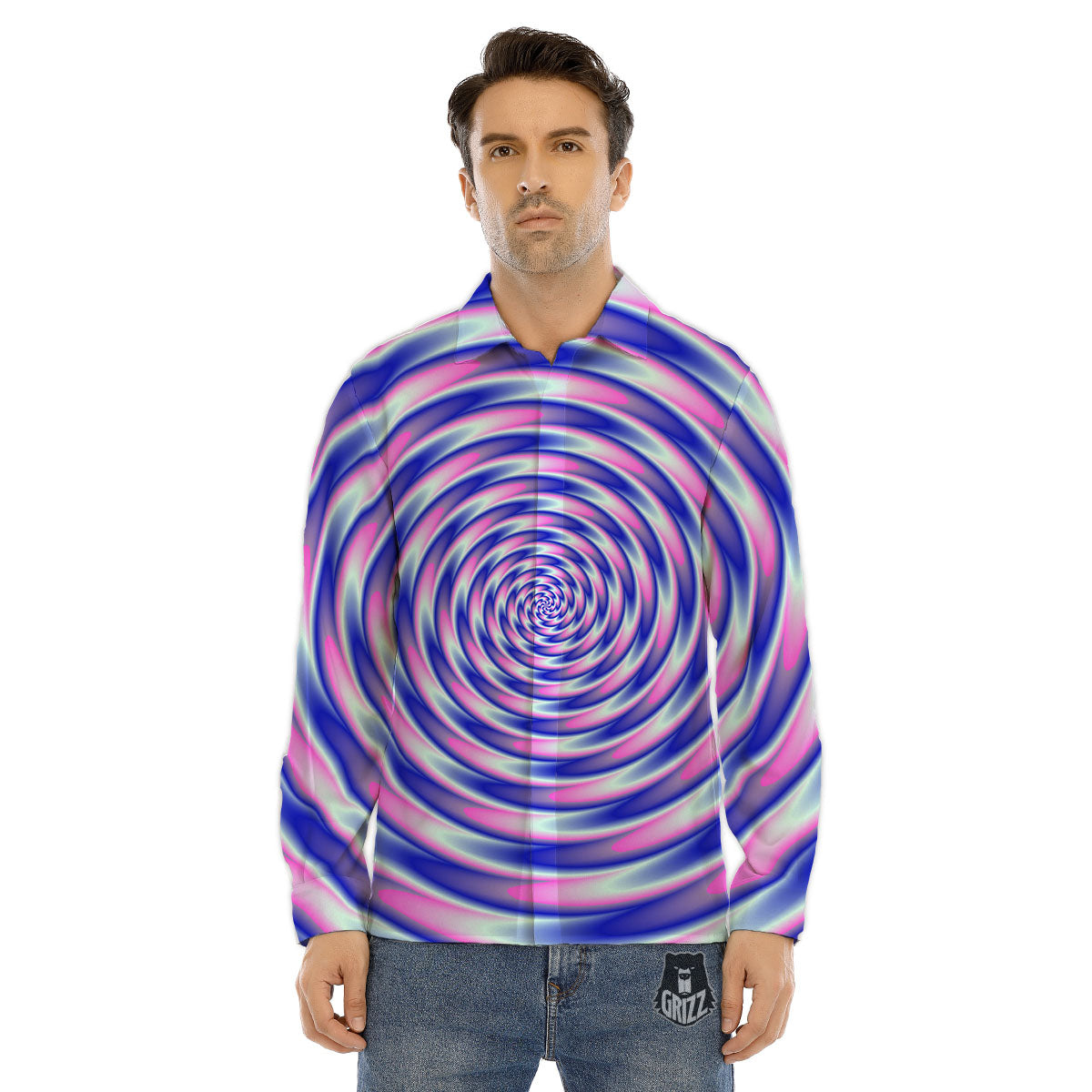 Moving Optical Illusion Twisted Colors Men's Dress Shirts-grizzshop