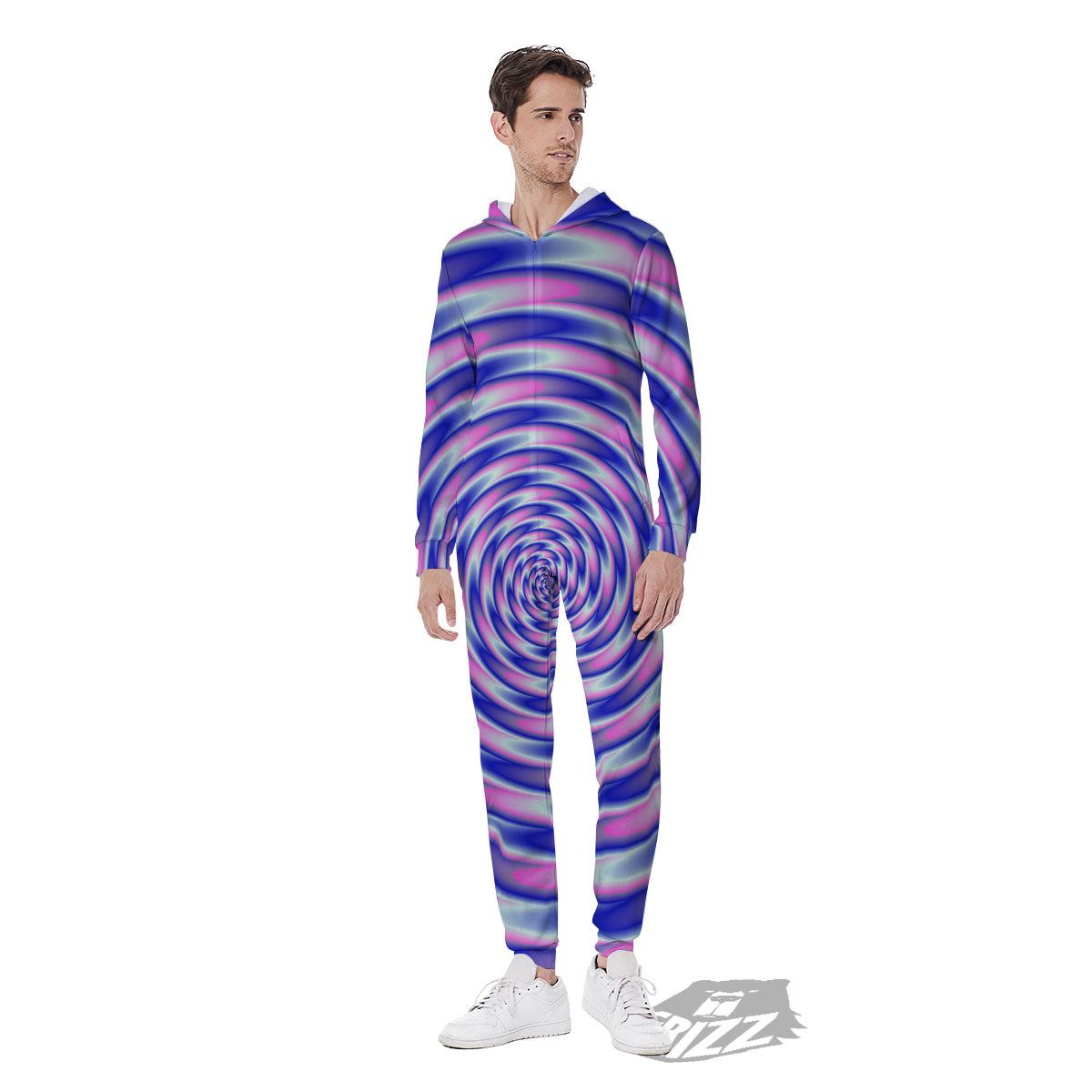 Moving Optical Illusion Twisted Colors Men's Jumpsuit-grizzshop