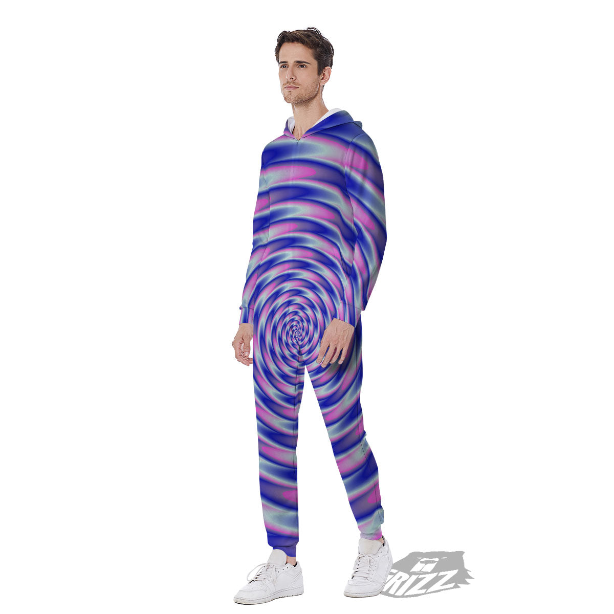 Moving Optical Illusion Twisted Colors Men's Jumpsuit-grizzshop