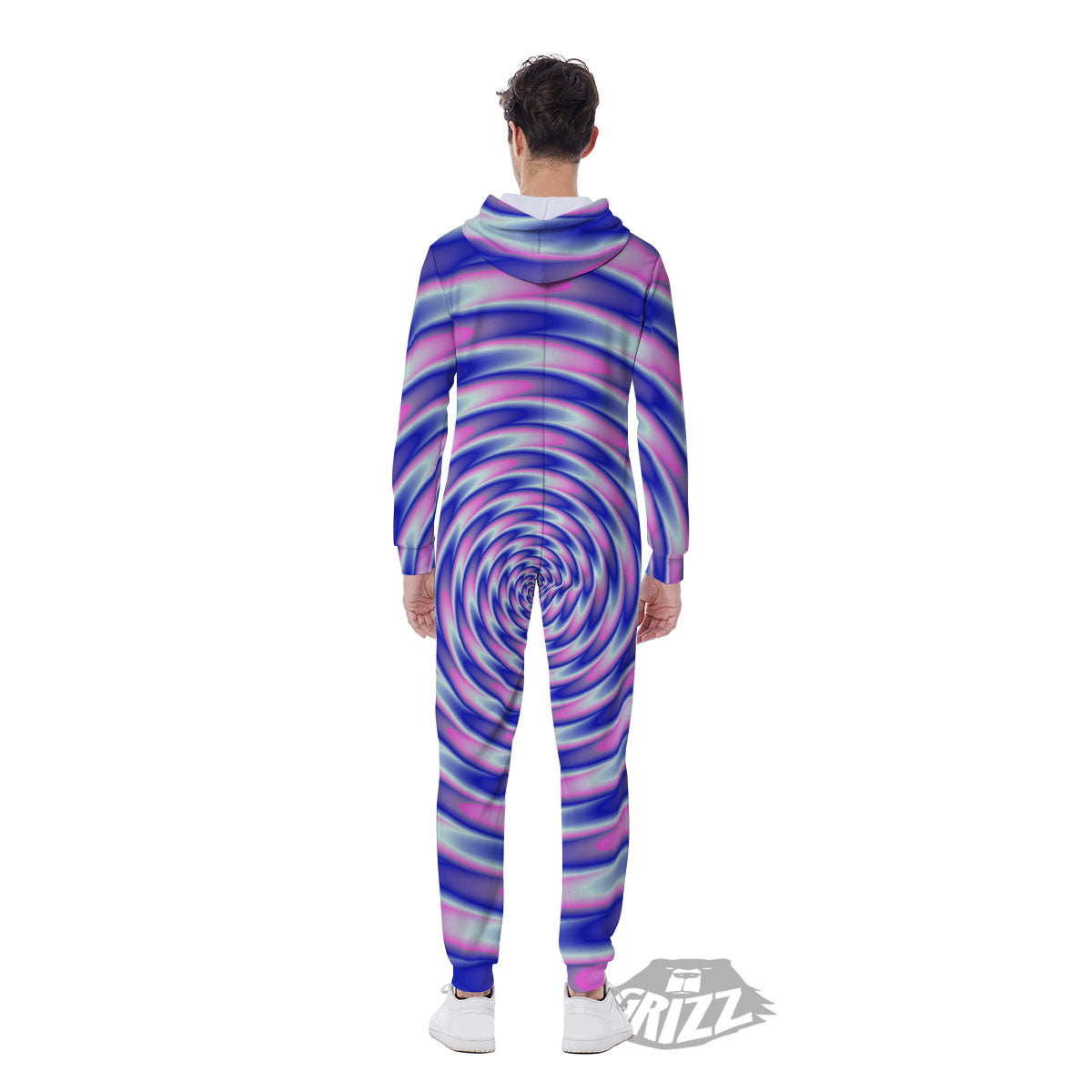 Moving Optical Illusion Twisted Colors Men's Jumpsuit-grizzshop