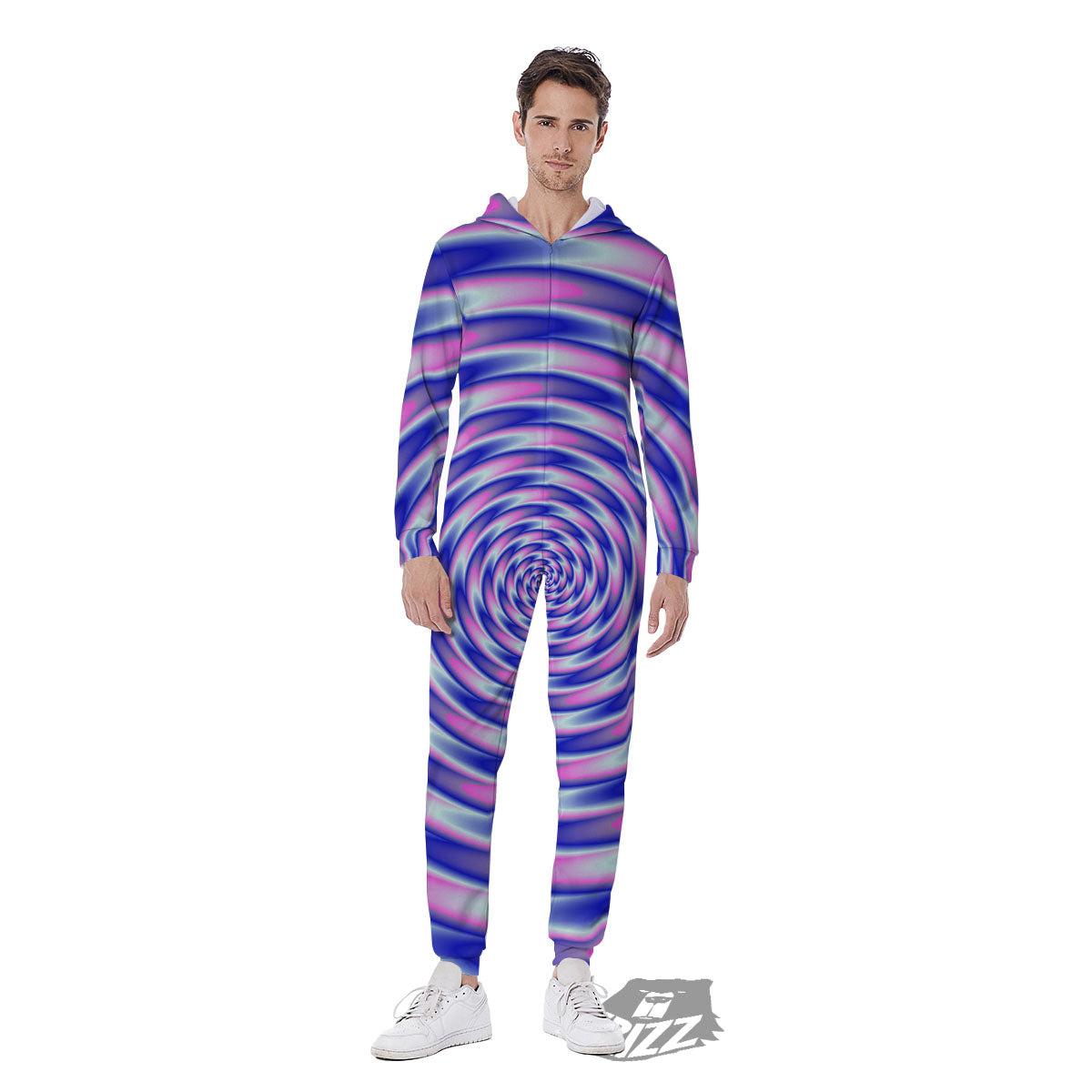 Moving Optical Illusion Twisted Colors Men's Jumpsuit-grizzshop