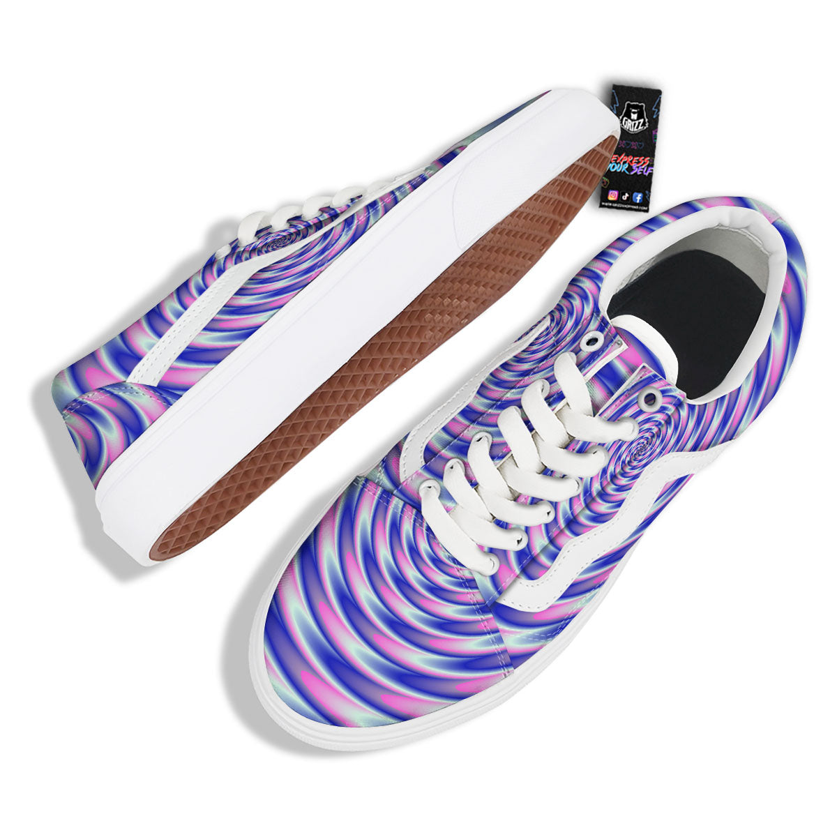 Moving Optical Illusion Twisted Colors Skate Shoes-grizzshop