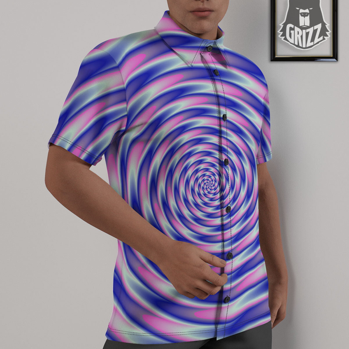 Moving Optical Illusion Twisted Colors Untucked Shirts-grizzshop