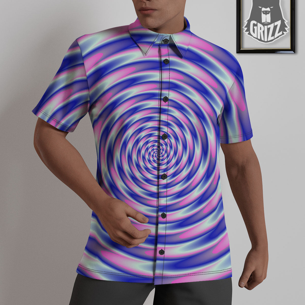 Moving Optical Illusion Twisted Colors Untucked Shirts-grizzshop