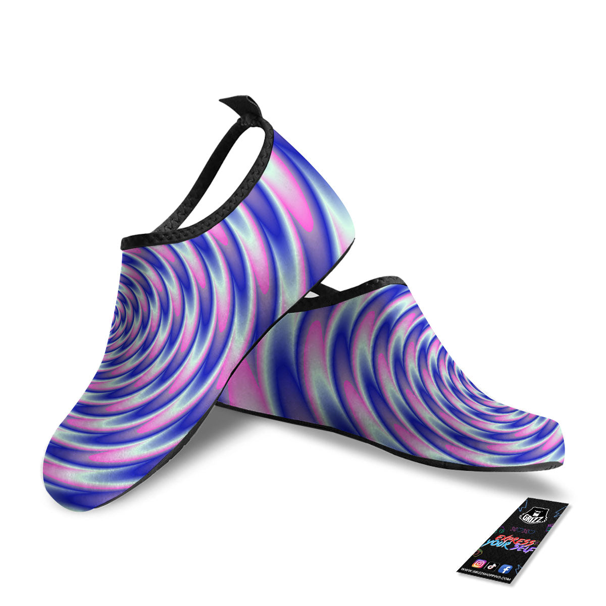Moving Optical Illusion Twisted Colors Water Shoes-grizzshop
