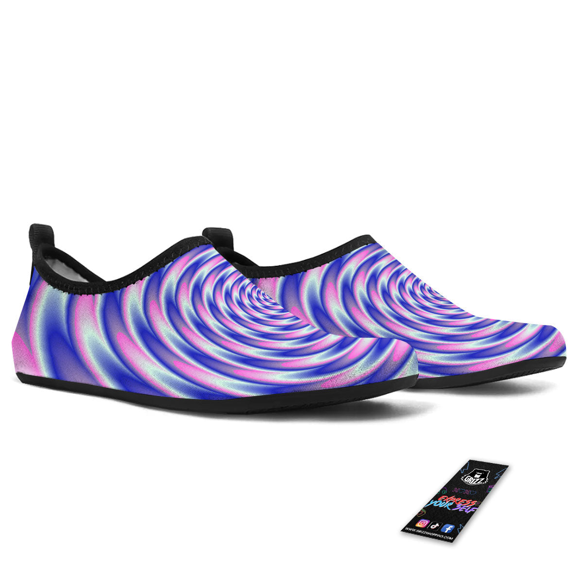 Moving Optical Illusion Twisted Colors Water Shoes-grizzshop