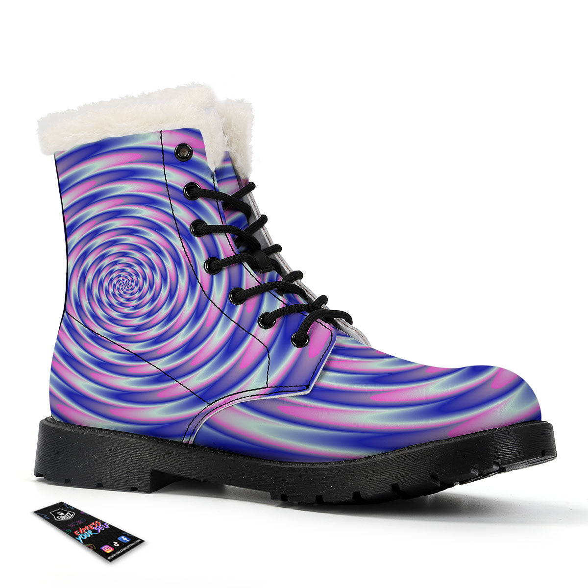 Moving Optical Illusion Twisted Colors Winter Boots-grizzshop