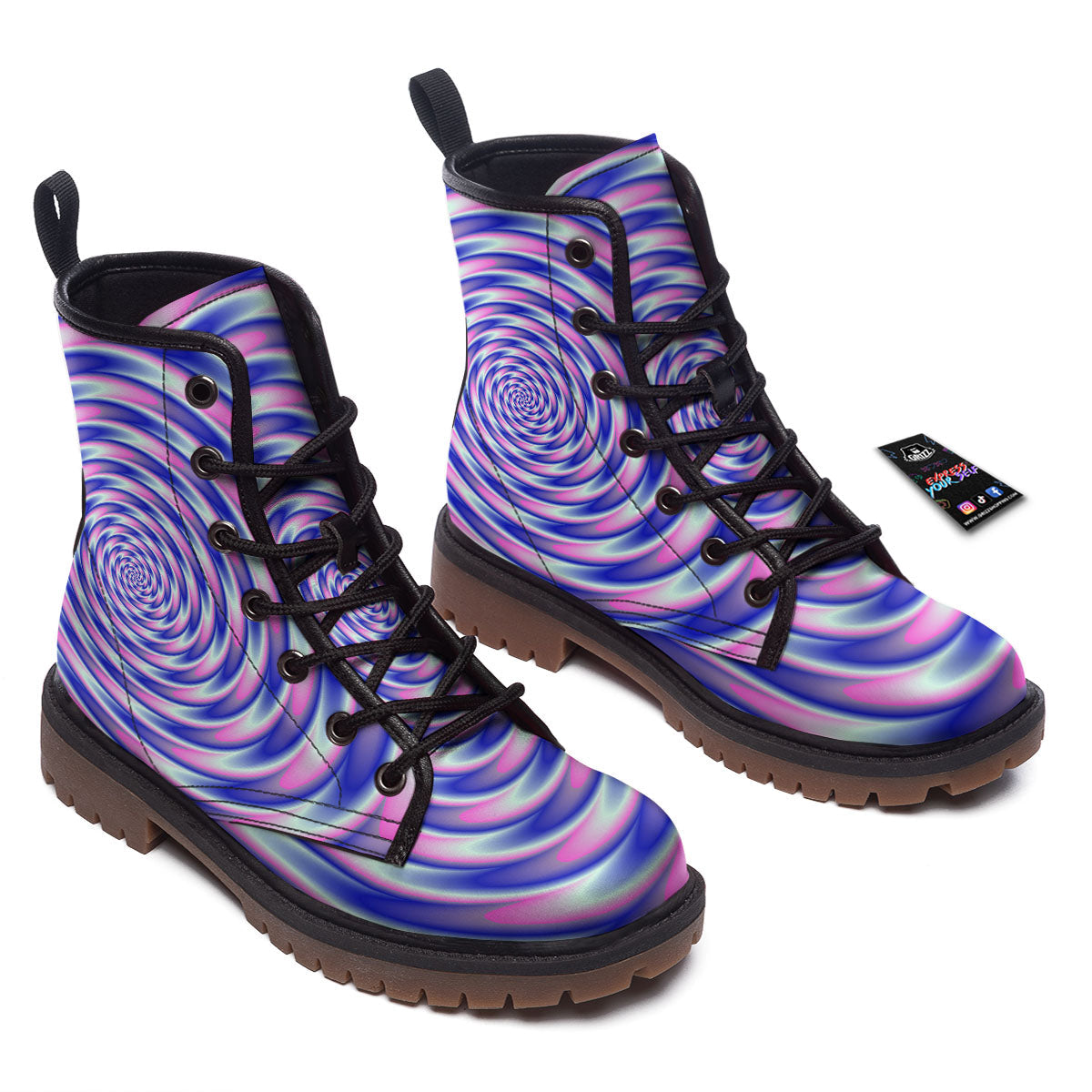 Moving Optical Illusion Twisted Colors Work Boots-grizzshop