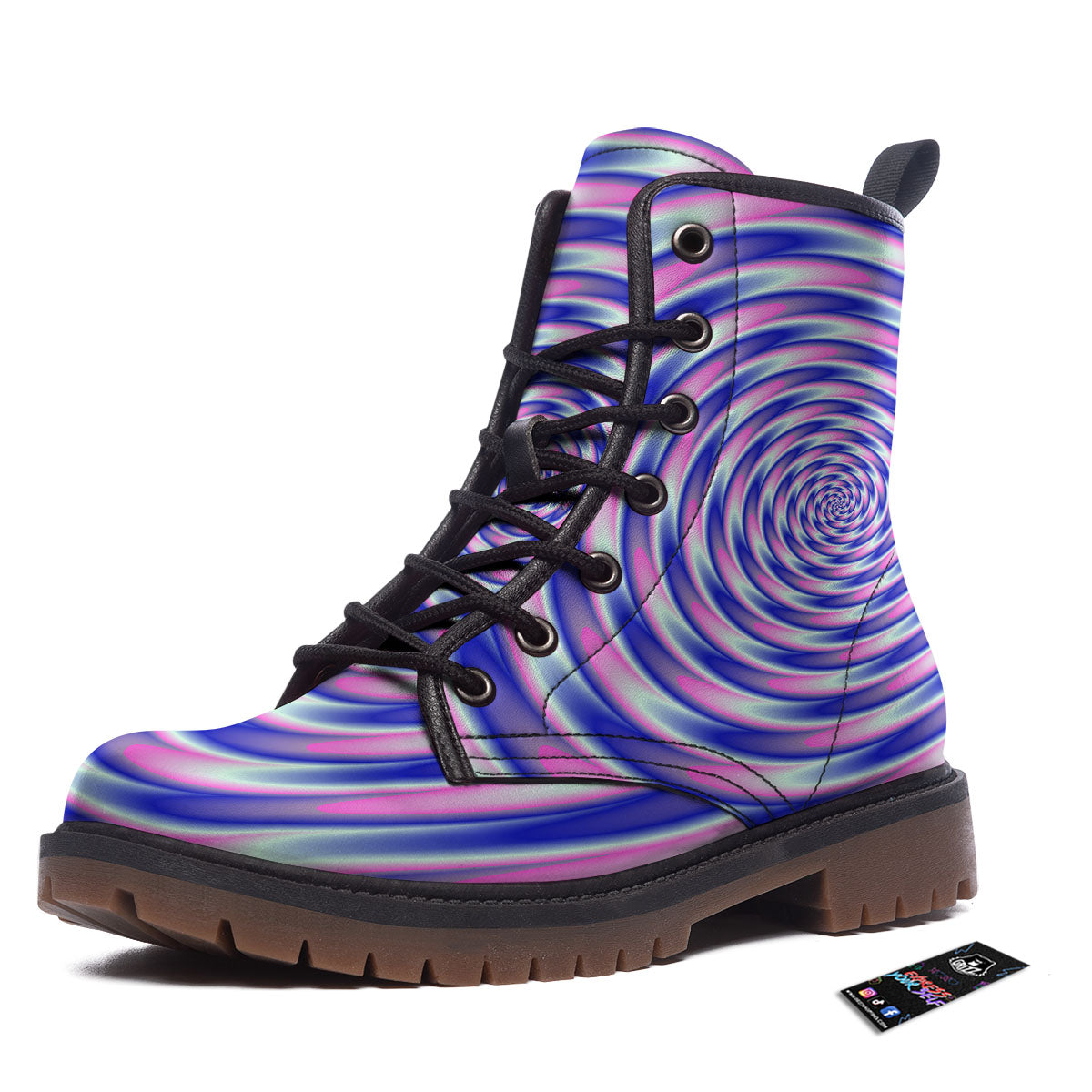 Moving Optical Illusion Twisted Colors Work Boots-grizzshop