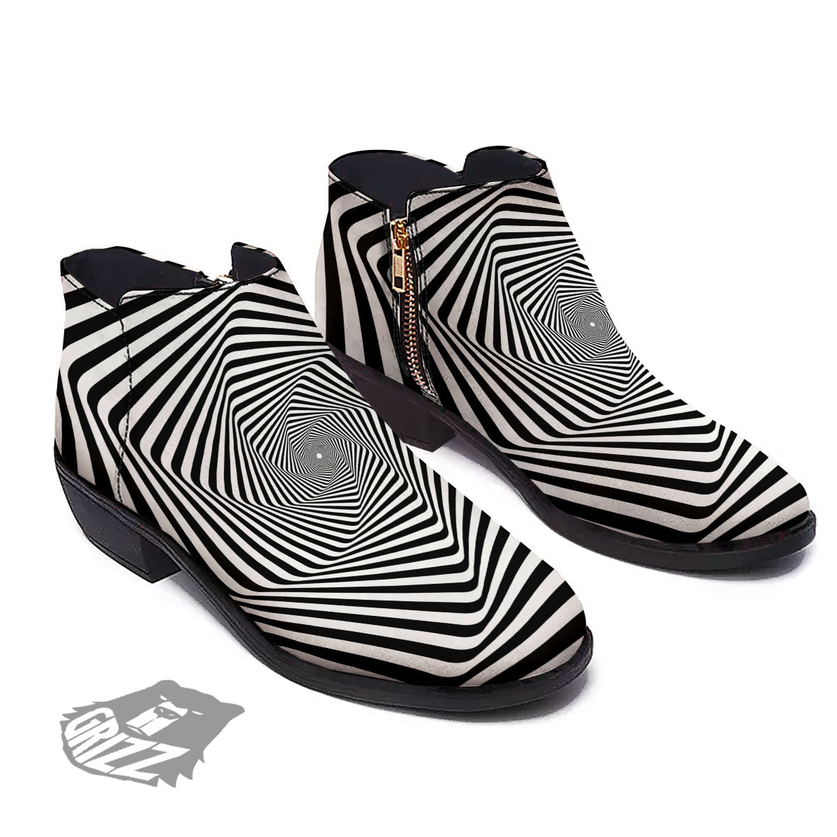 Moving Optical Illusion Twisted Spiral Ankle Boots-grizzshop