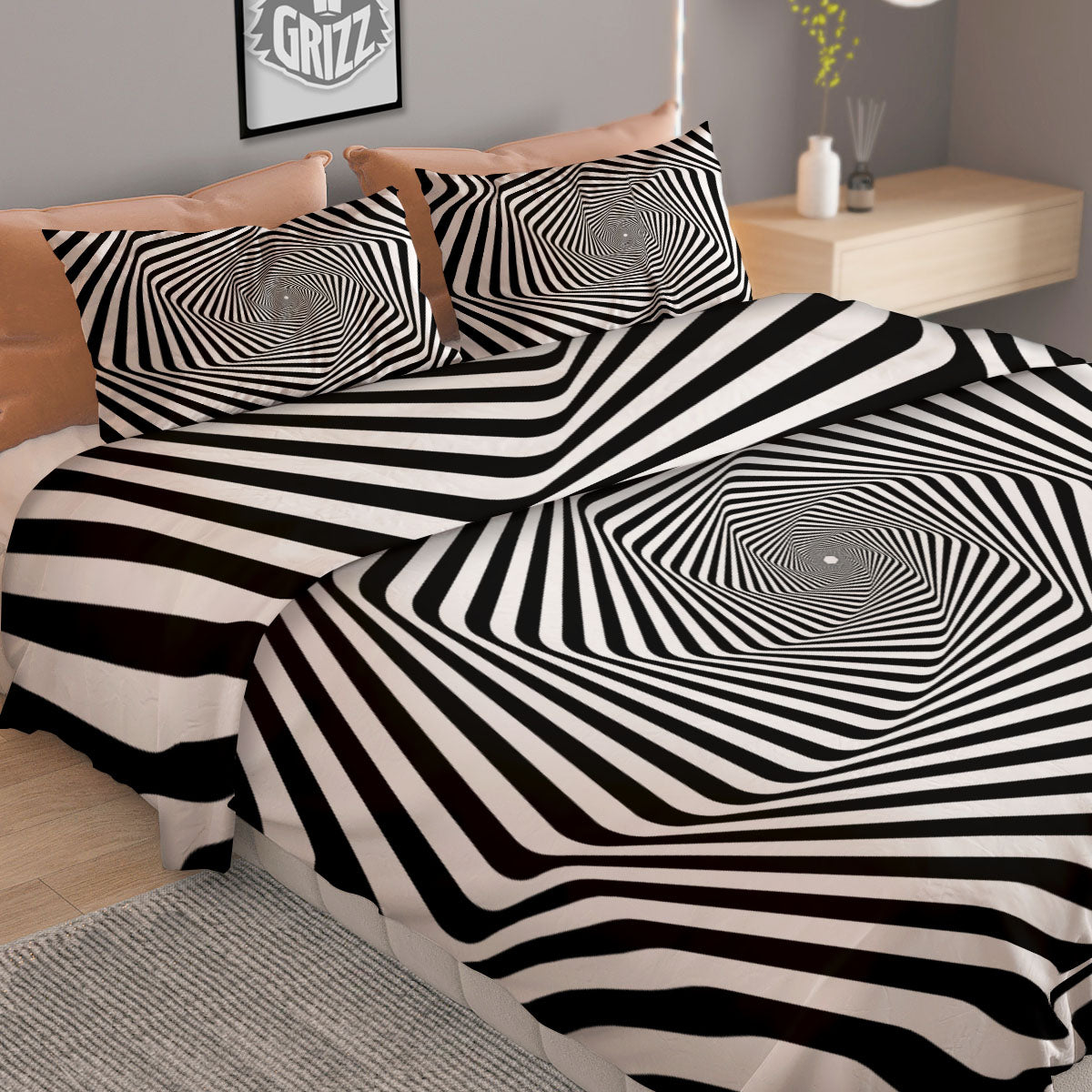 Moving Optical Illusion Twisted Spiral Duvet Cover Bedding Set