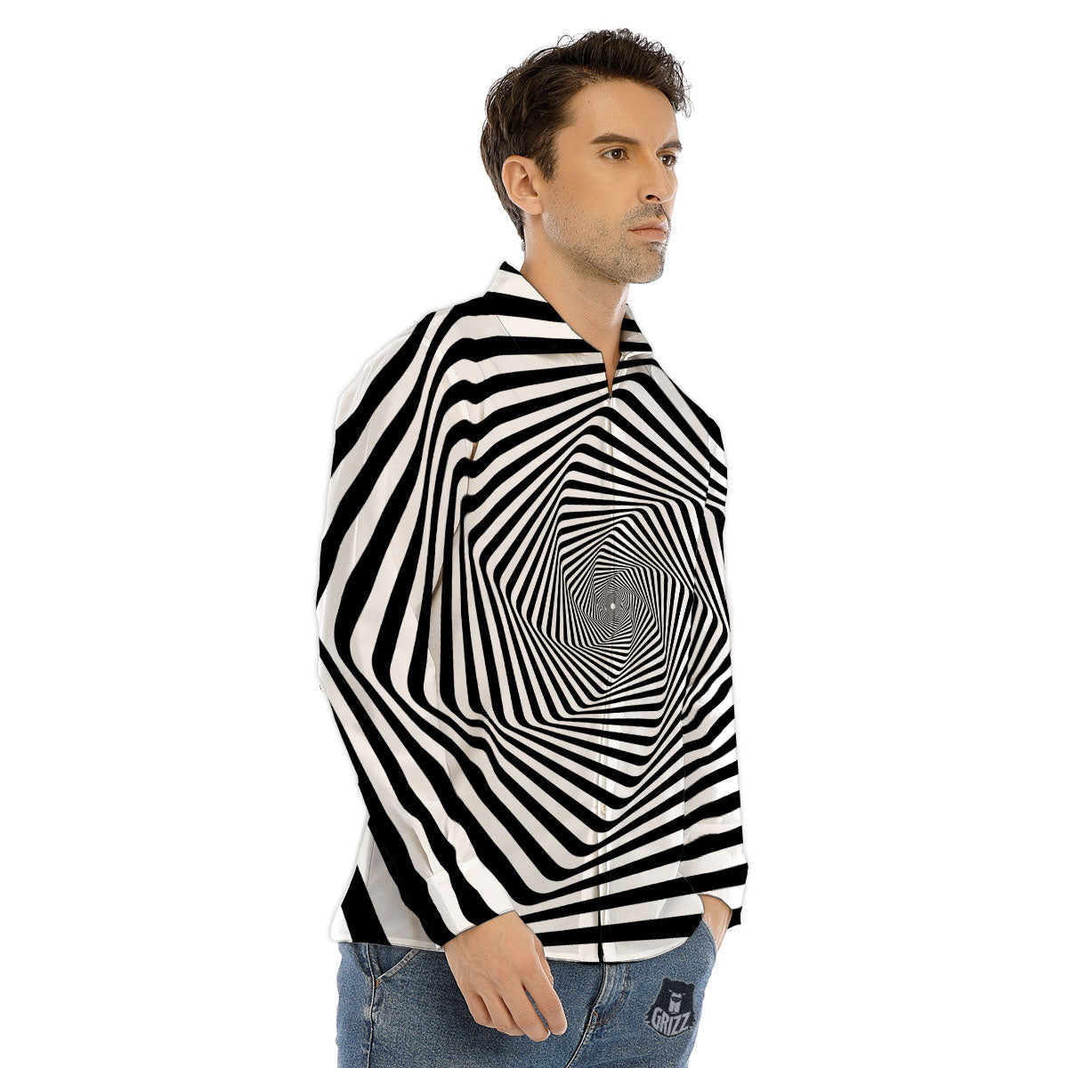 Moving Optical Illusion Twisted Spiral Men's Dress Shirts-grizzshop