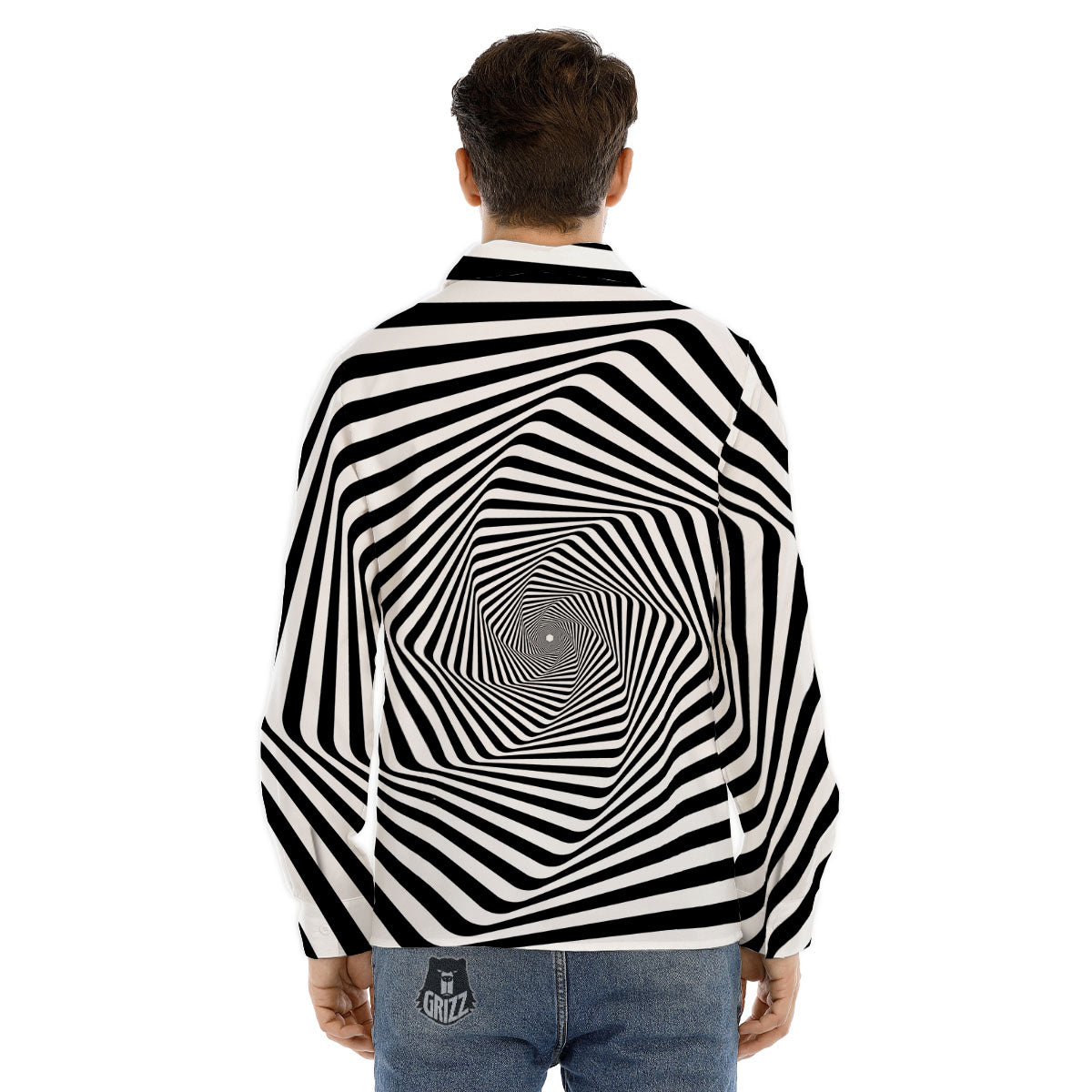 Moving Optical Illusion Twisted Spiral Men's Dress Shirts-grizzshop