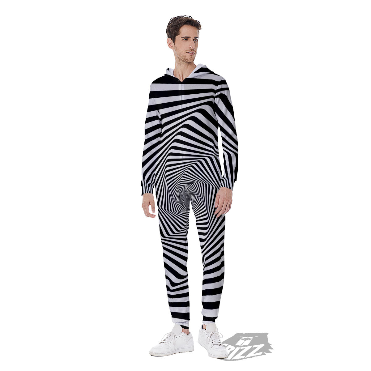 Moving Optical Illusion Twisted Spiral Men's Jumpsuit-grizzshop