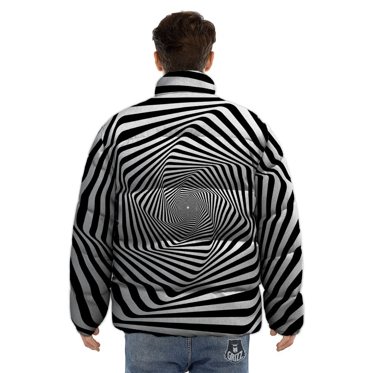 Moving Optical Illusion Twisted Spiral Puffer Jacket-grizzshop