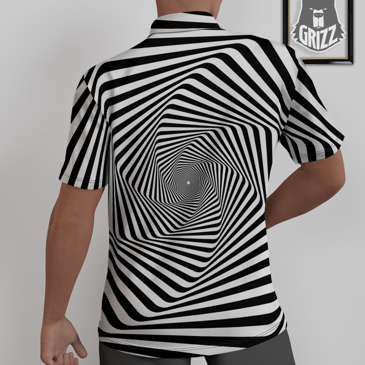 Moving Optical Illusion Twisted Spiral Untucked Shirts-grizzshop