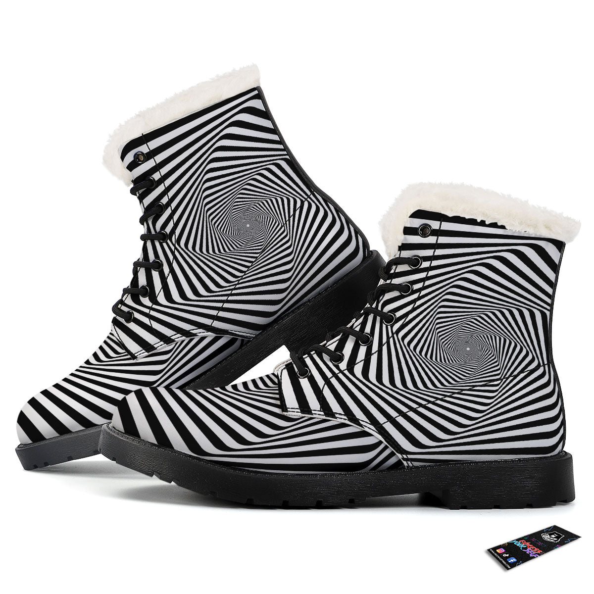 Moving Optical Illusion Twisted Spiral Winter Boots-grizzshop