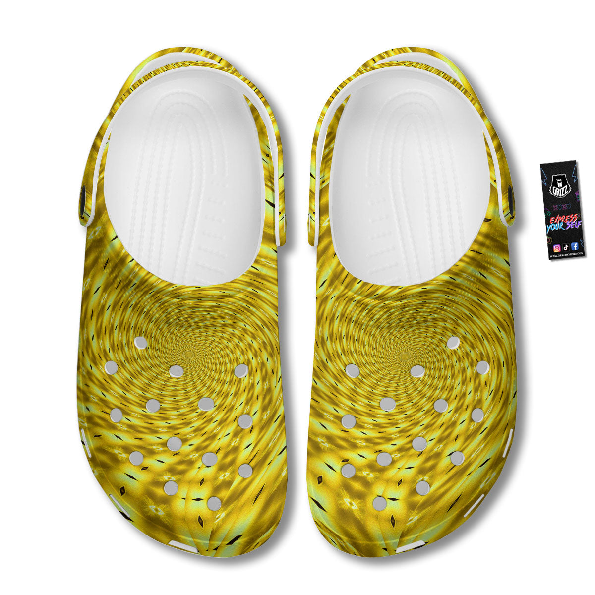 Moving Optical Illusion Yellow Big Bang Clog-grizzshop