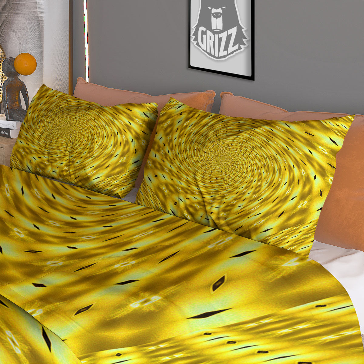 Moving Optical Illusion Yellow Big Bang Duvet Cover Bedding Set