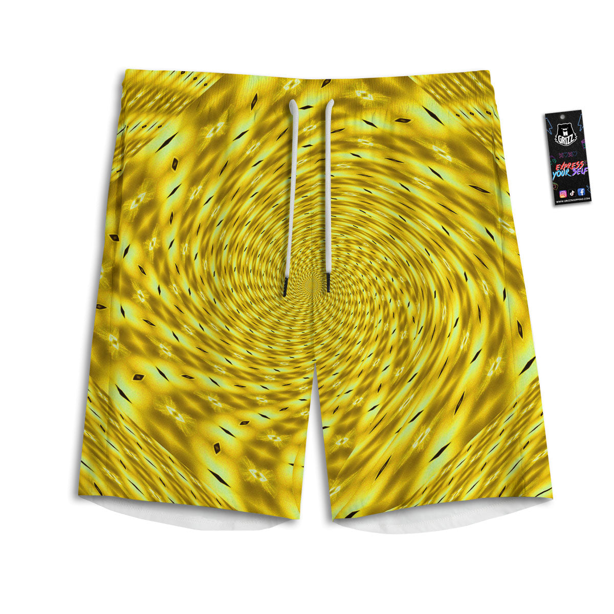 Moving Optical Illusion Yellow Big Bang Men's Athletic Shorts