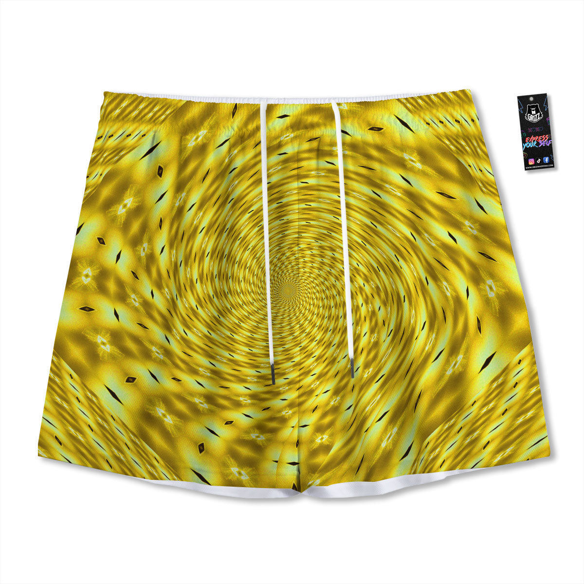 Moving Optical Illusion Yellow Big Bang Mesh Shorts